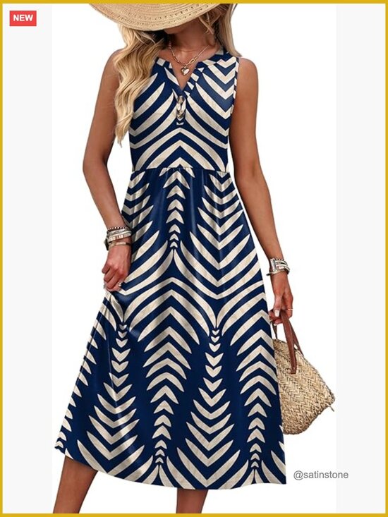Dresses & Skirts - Summer Maxi Dress with Pockets Button Up V-Neck